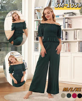 Pajama Crop Top Women Crop Top Ribbed Ruched Half Sleeve Crop Top With Bottom